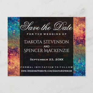 Psychedelic Splatter   Rainbow Save the Date Aankondigingskaart