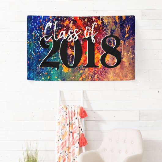 Psychedelic Splatter | Regenboog Abstract Afstuder Spandoek (Insitu)