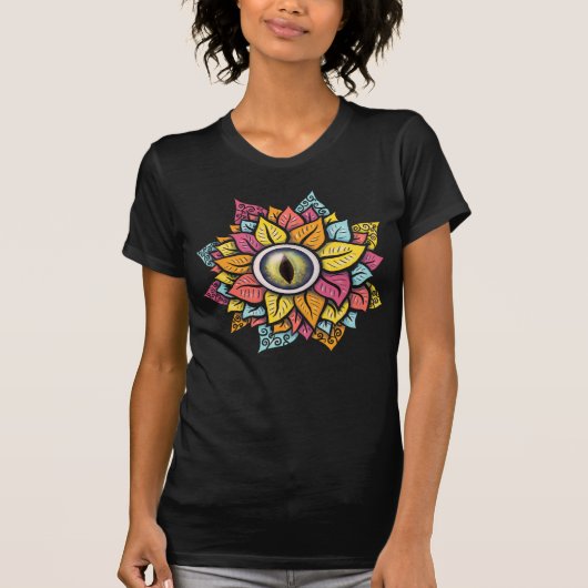 Psychedelic Spooky Eye kleurig T-shirt (Voorkant)
