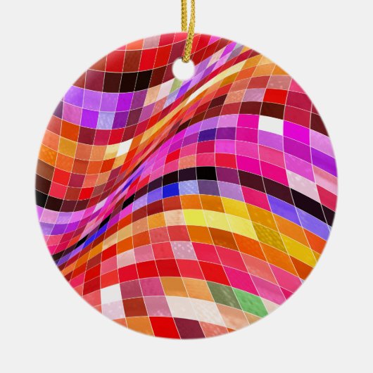 Psychedelic Square Pattern Keramisch Ornament (Voorkant)