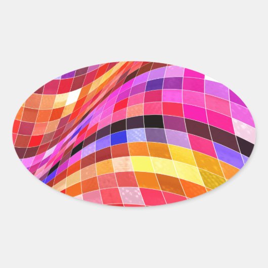 Psychedelic Square Pattern Ovale Sticker (Voorkant)
