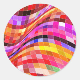 Psychedelic Square Pattern Ronde Sticker