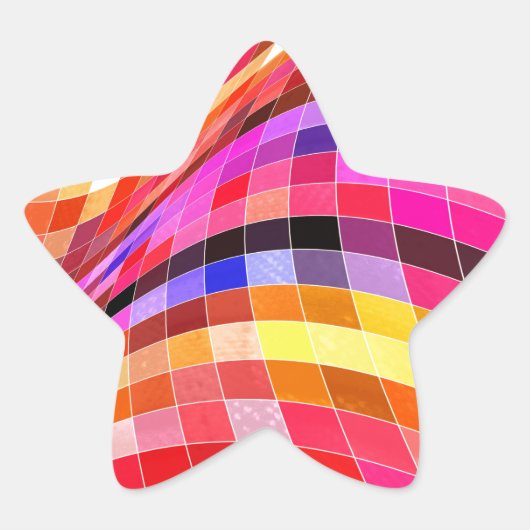 Psychedelic Square Pattern Ster Sticker (Voorkant)