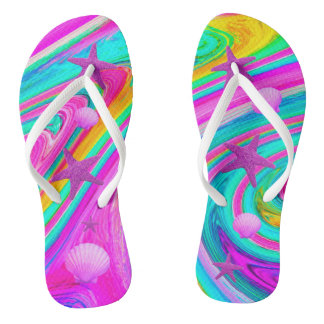 Psychedelic Starfish & Seashell Galaxy Teenslippers