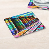 Psychedelic Stones Vierkante Kartonnen Onderzetter (Schuin)