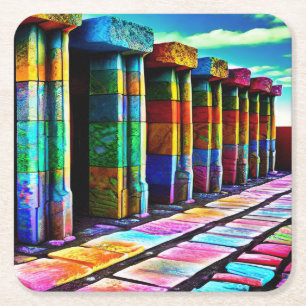 Psychedelic Stones Vierkante Kartonnen Onderzetter