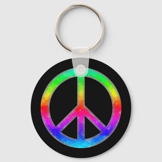Psychedelic Stropdas-Dye Peace Sign Sleutelhanger  (Voorkant)