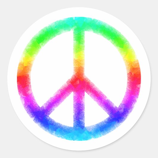 Psychedelic Stropdas-Dye Peace Sign Stickers (wit) (Voorkant)