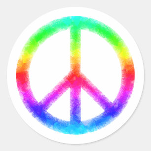Psychedelic Stropdas-Dye Peace Sign Stickers (wit)