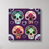 Psychedelic Sugar Art Skulls Canvas Afdruk (Voorkant)