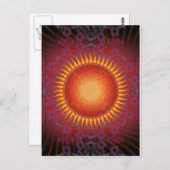Psychedelic Sun: Spiral Fractal Design Briefkaart (Voorkant / Achterkant)