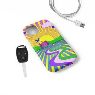 Psychedelic Sunburst Kaleidoscope Summer of Love iPhone 13 Hoesje