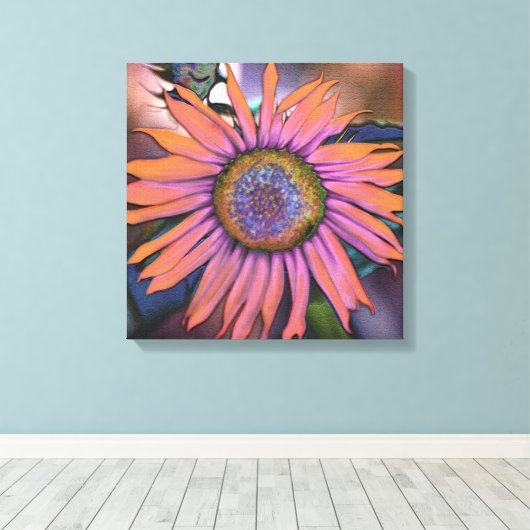 Psychedelic Sunflower Canvas Afdruk (Insitu (Houten vloer))