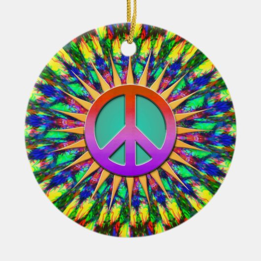 Psychedelic Sunshine Groovy Peace Ornament (Voorkant)
