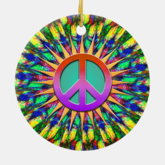 Psychedelic Sunshine Groovy Peace Ornament (Achterkant)