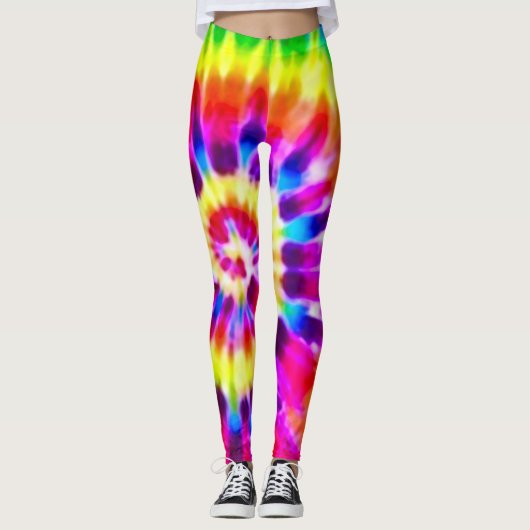 Psychedelic Supernova Rainbow Tie Dye Leggings (Voorkant)