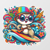 Psychedelic Surfer Dude Raamsticker (Vel)