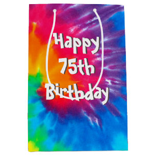 Psychedelic Tie Dye 75th Verjaardag Medium Gift Ba Cadeauzakje