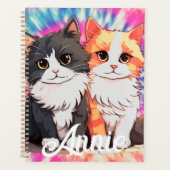 Psychedelic Tie Dye Cats Aangepaste Naam Planner (Voorkant)