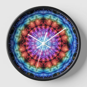 Psychedelic Tie Dye Mandala Wandklok
