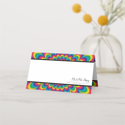 Psychedelic Tie Dye Place Card (Voorkant)