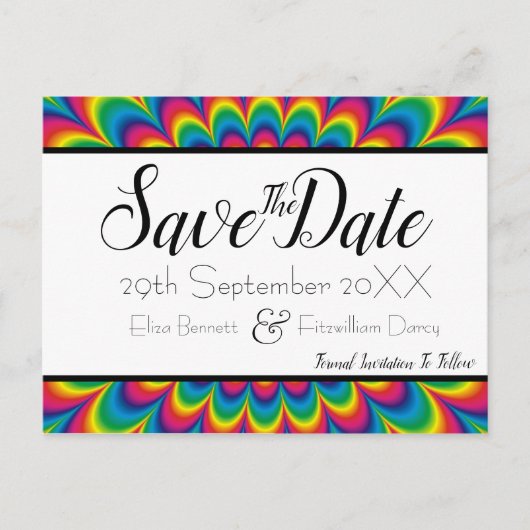 Psychedelic Tie Dye Save the Date Briefkaart (Voorkant)