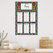 Psychedelic Tie Dye Seating Chart Poster (Keuken)