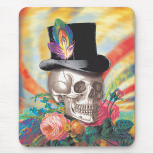 Psychedelic Top Hat Skull Mousepad Muismat