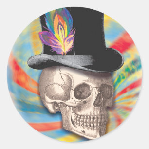 Psychedelic Top Hat Skull Sticker