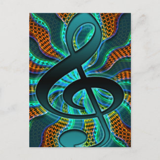 Psychedelic Treble Clef/G Clef Music Symbol Briefkaart
