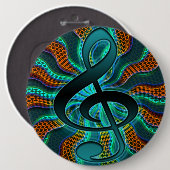 Psychedelic Treble Clef/G Clef Music Symbol Ronde Button 6,0 Cm (Voorkant /achterkant)