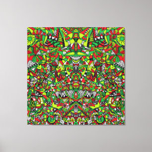 Psychedelic Tribal Abstracte kleurrijke samenstell Canvas Afdruk