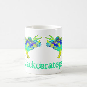 Psychedelic Triceratops Dinosaur art Jack Add Name Koffiemok