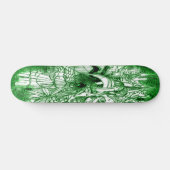 Psychedelic Trippy Black en Green Leaf Drawing Skateboard (Horizontaal)
