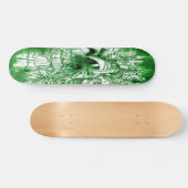 Psychedelic Trippy Black en Green Leaf Drawing Skateboard (Horizontaal)