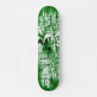 Psychedelic Trippy Black en Green Leaf Drawing Skateboard