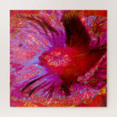 Psychedelic Trippy Retro Red Hibiscus Flower Legpuzzel (Horizontaal)