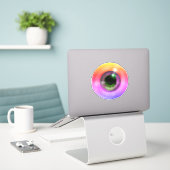Psychedelic Trippy Weird Hippie Funky Eye Sticker (Laptop op bureau)