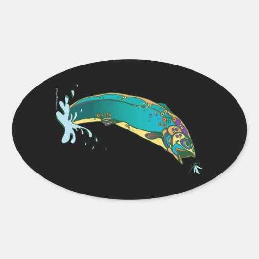 Psychedelic Trout Vist Ovale Sticker (Voorkant)