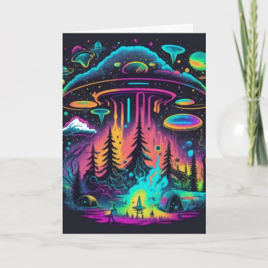 Psychedelic UFO Fantasy Art Verjaardag Kaart (Voorkant)