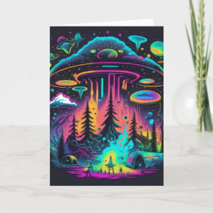 Psychedelic UFO Fantasy Art Verjaardag Kaart