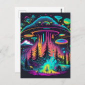 Psychedelic UFO Fantasy Kunst Briefkaart (Voorkant / Achterkant)