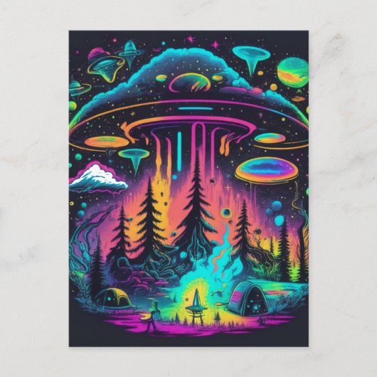 Psychedelic UFO Fantasy Kunst Briefkaart (Voorkant)