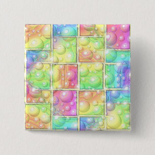 Psychedelic Vierkante Button 5,1 Cm
