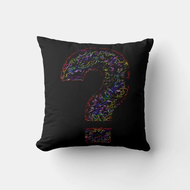 Psychedelic Vraag Mark Pillow op Black Kussen (Voorkant)
