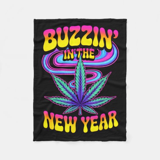 Psychedelic Weed Buzzing In New Year 2026 Funny  Fleece Deken (Voorkant)
