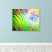 Psychedelic Wild Life Zebra Canvas Afdruk (Insitu (Houten vloer))