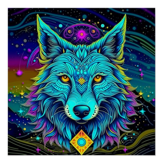 Psychedelic Wolf Perfect Poster (Voorkant)
