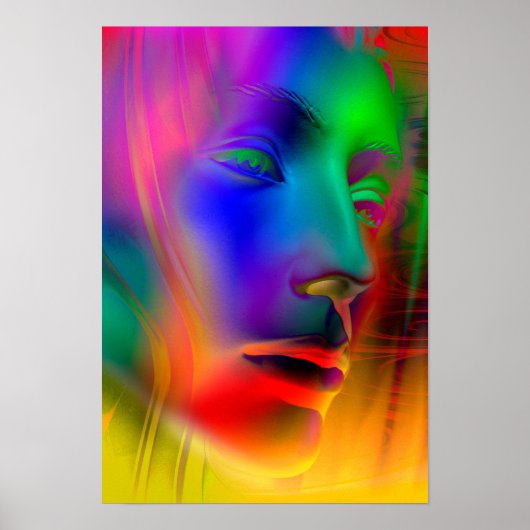 Psychedelic Woman Face Poster (Voorkant)