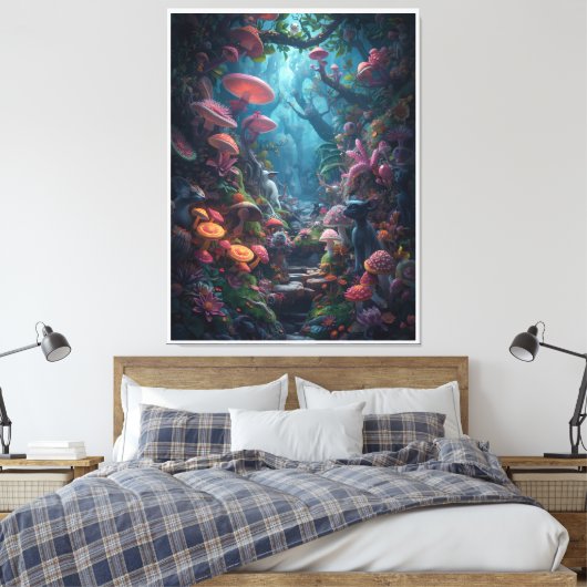 Psychedelic woodland canvas print (Insitu (Slaapkamer))